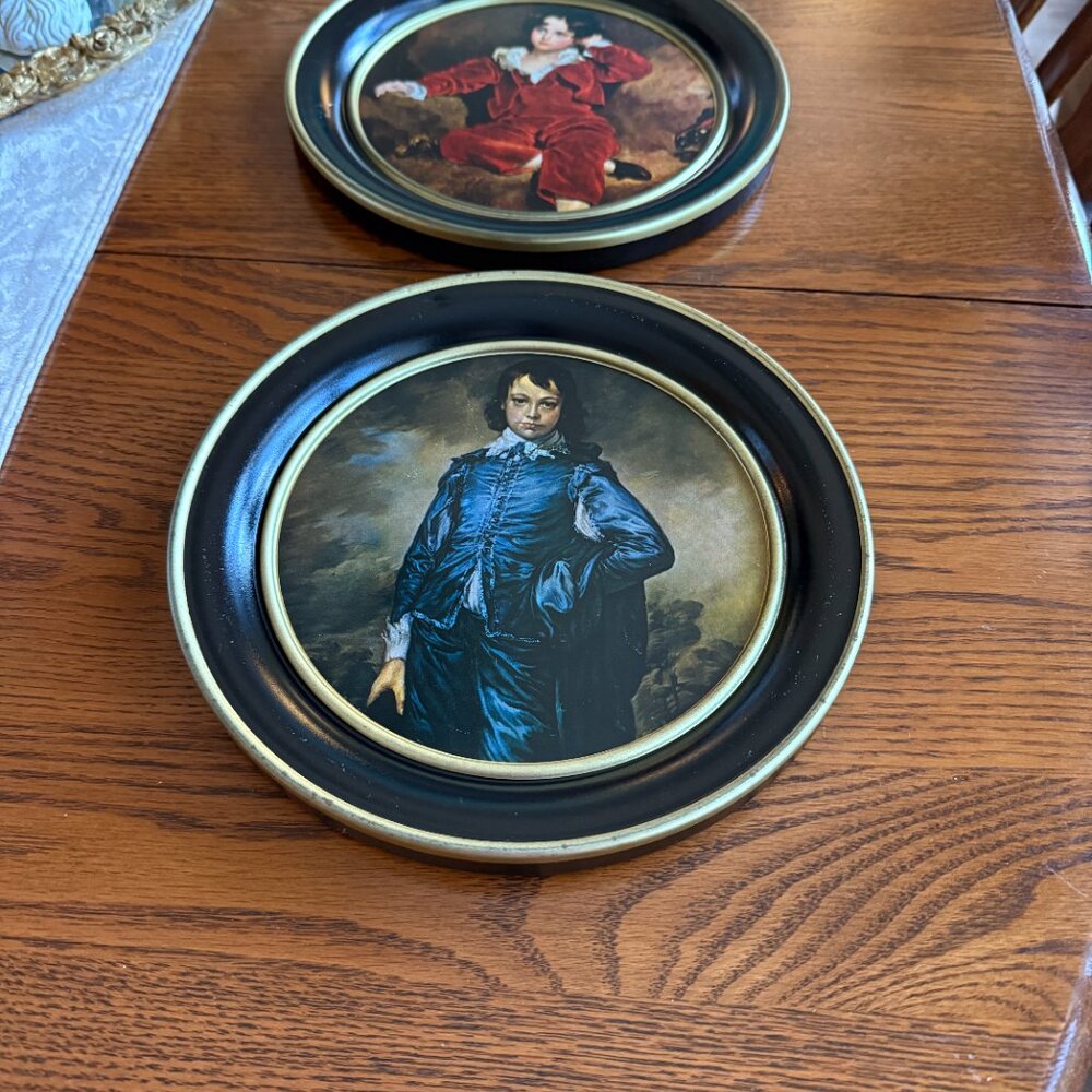 Vintage Tin Classic Picture of Blue Boy & Red Boy - Picture 4 of 15